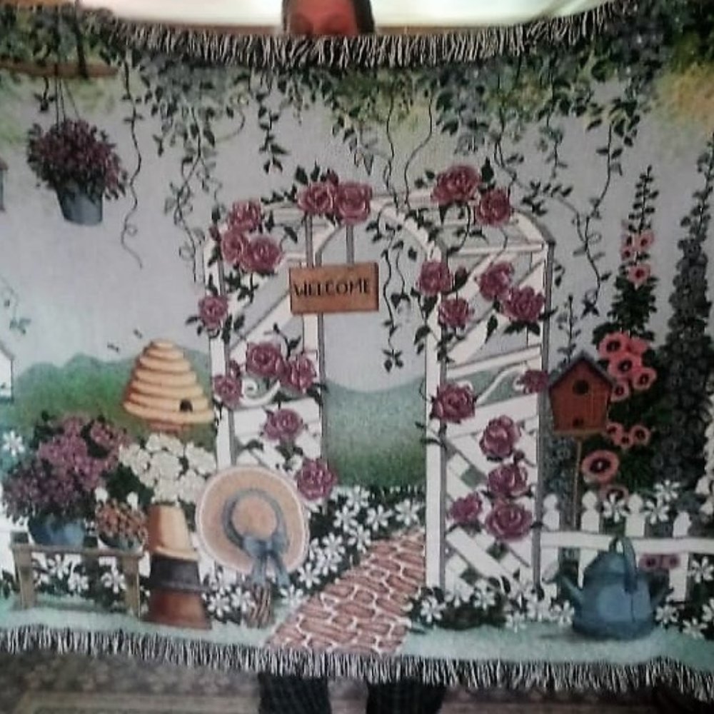 1980's vintage "welcome" wall hang/ Throw Blanket Tapestry